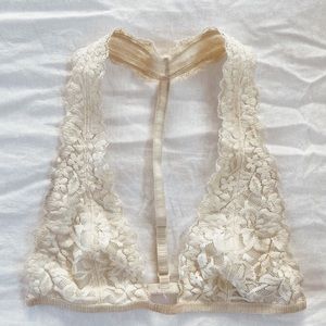 Free people intimately lace halter bralette ivory